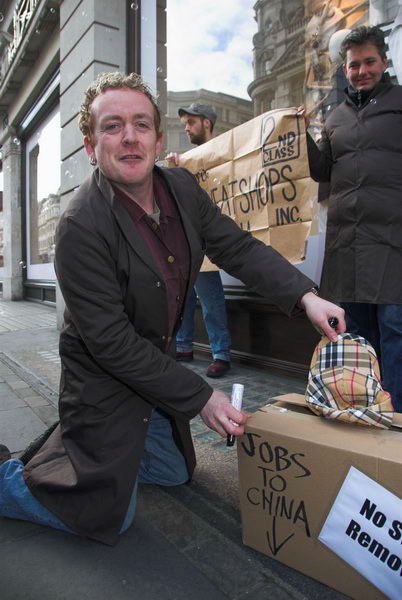 No Sweat and Burberry workers protest factory closure © 2007, Peter Marshall